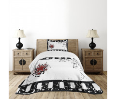 Grunge Strip Star Bedspread Set