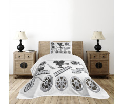 Greyscale Reel Bedspread Set