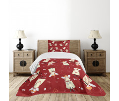 Xmas Comic Hearts Myth Bedspread Set