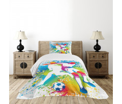 Football Players Colorful Bedspread Set