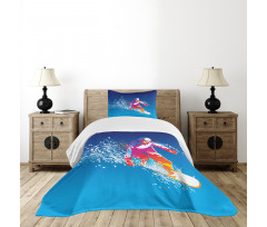 Colorful Snowboarding Man Bedspread Set