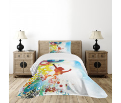 Abstract Woman Bedspread Set