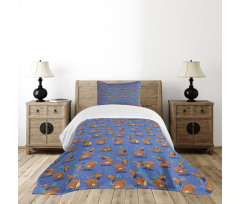 Funny Cartoon Mascots Bedspread Set