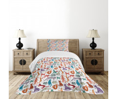 Colorful Sketch Composition Bedspread Set