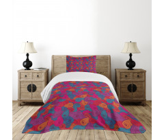 Colorful Swirls Curls Bedspread Set