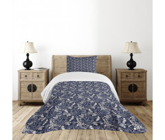 Curved Eastern Leaves Bedspread Set