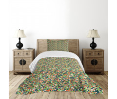 Silhouette Motif Abstract Bedspread Set