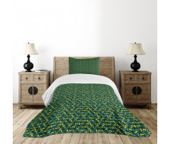 Green Toned Shapes Bedspread Set