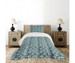 Oriental Folkore Flowers Bedspread Set