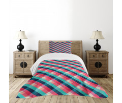 Diagonal Grid Rhombuses Bedspread Set