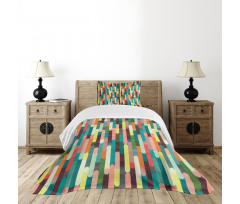 Colorful Grunge Stripes Bedspread Set