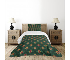 Ornate Flower Design Bedspread Set