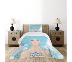 Blue Woman Bedspread Set