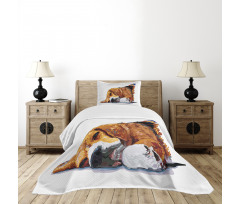 Sleeping Puppy Bedspread Set