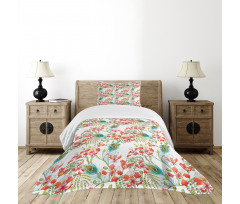 Peacock Feather Petunia Bedspread Set