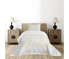 Peacock Feather Leaves Bedspread Set