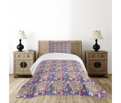Colorful Mehndi Motifs Bedspread Set