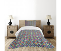 Checkered Floral Retro Bedspread Set