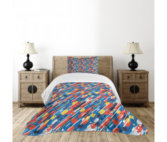 Diagonal Shapes Design Bedspread Set