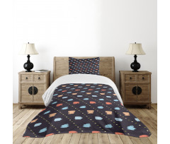 Hand Drawn Retro Image Bedspread Set