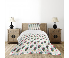 Sketch Style Fruits Bedspread Set