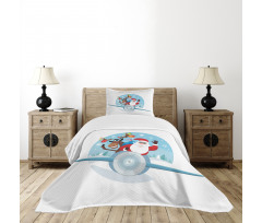 Reindeer and Santa Bedspread Set