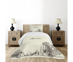 Sketch Style Moscow Bedspread Set