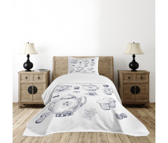Teapots and Cups Bedspread Set