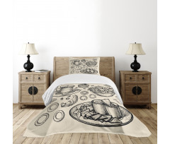 Nachos Croissant Tea Bedspread Set