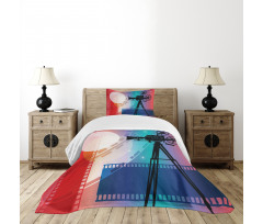 Movie Reel Vintage Motif Bedspread Set