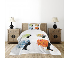 4 Season Woman Hair Bedspread Set