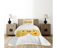 Loving Emoticon Couple Bedspread Set