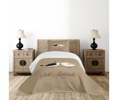 Just Married Birds Kiss Bedspread Set