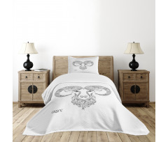 Line Art Floral Tattoo Bedspread Set