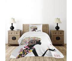 Girl with Flowers Bedspread Set