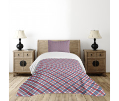 Checkered Diagonal Lines Bedspread Set