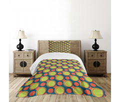 Orange and Green Circles Bedspread Set