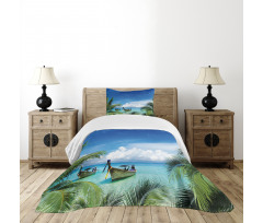 Palm Beach Fishing Boats Bedspread Set