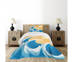 Huge Sea Waves Summer Bedspread Set