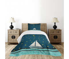 Sailing Boat Night Sky Bedspread Set