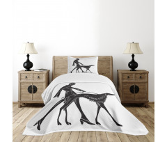 Fashion Woman Dog Bedspread Set