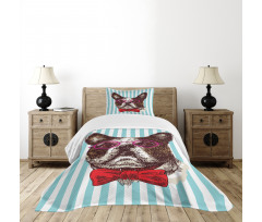 Pop Art Bulldog Sketch Bedspread Set