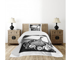Viking Longboat on Waves Bedspread Set