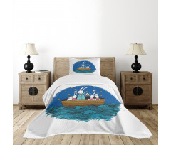 Bunnies Hedgehog in a Boat Bedspread Set