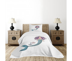 Cartoon Mermaid Princess Bedspread Set