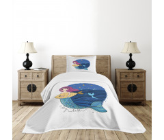 Mermaid Fish Night Sea Bedspread Set