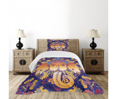 Petal and Leaf Design Bedspread Set