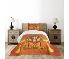 Asian Throne and Peacock Bedspread Set