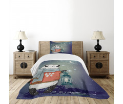 Panda Bear Winter Night Bedspread Set