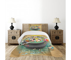 Cartoon Style Khimchi Pot Bedspread Set